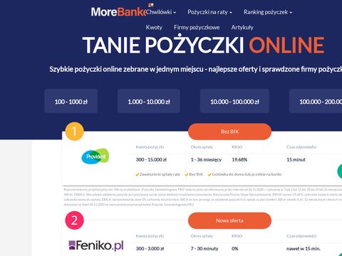 Porównanie szybkich pożyczek - morebanker.pl