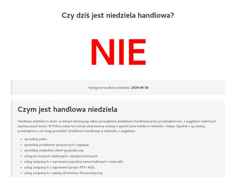 Niedziela handlowa - czyjesthandlowaniedziela.pl