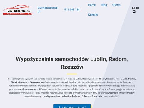 Fastrental.pl wypożyczalnia samochodów Lublin Radom Zamość Rzeszów